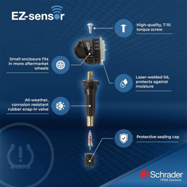 12 PACK SCHRADER 33500 EZ-SENSOR PROGRAMMABLE RUBBER TPMS