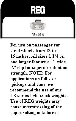 Regular Wheel Weights for Steel Wheels